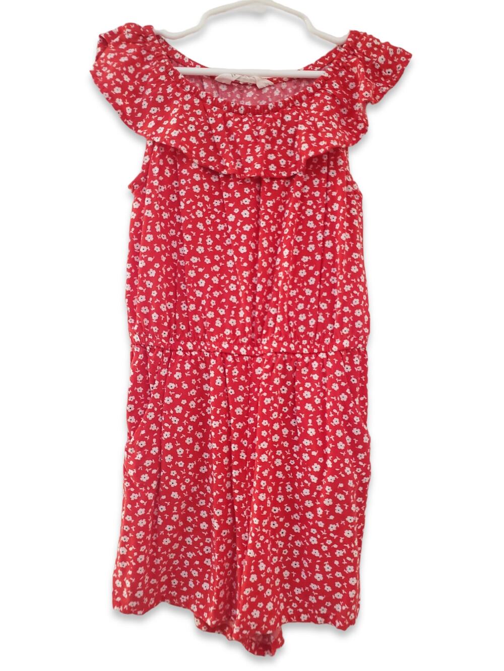 H&M 6-7Y Girls Red Pocket Shorts Romper Ruffled